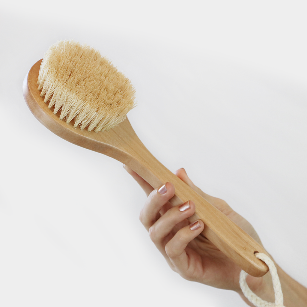 Bath & Relax Bath Body Brush Natural Bristles Long Handled Shower Back Scrubber  Brush - Exfoliating Scrub Skin Brush - Back Shower Brush - Dry or Wet Body  Brushing - For Men and Women