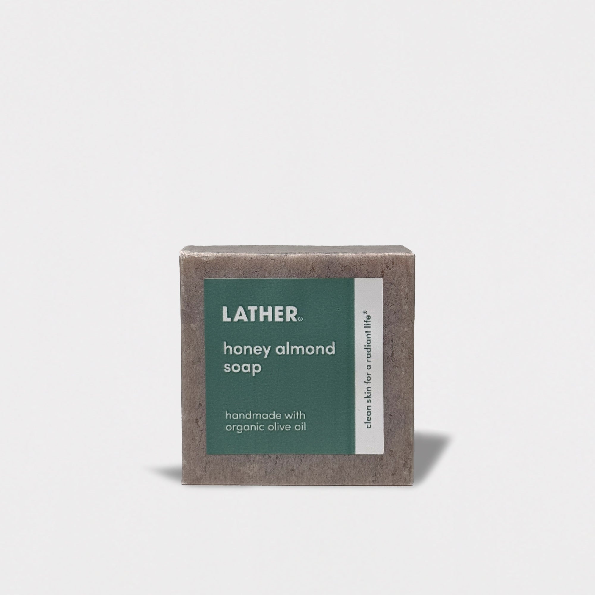 Bar soap with label on the front.