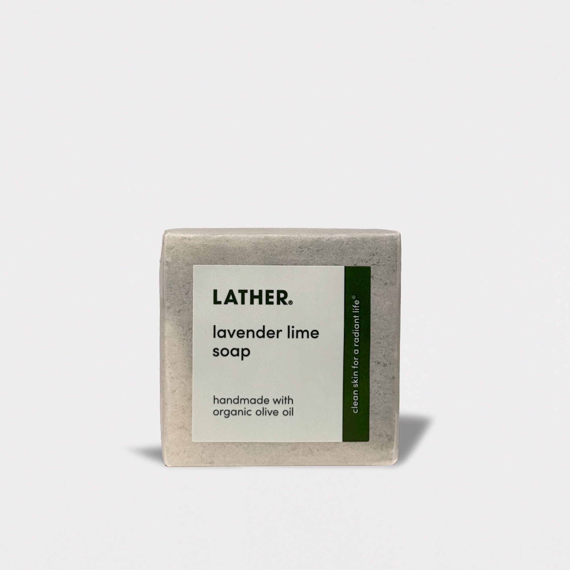 Bar soap with label on the front.