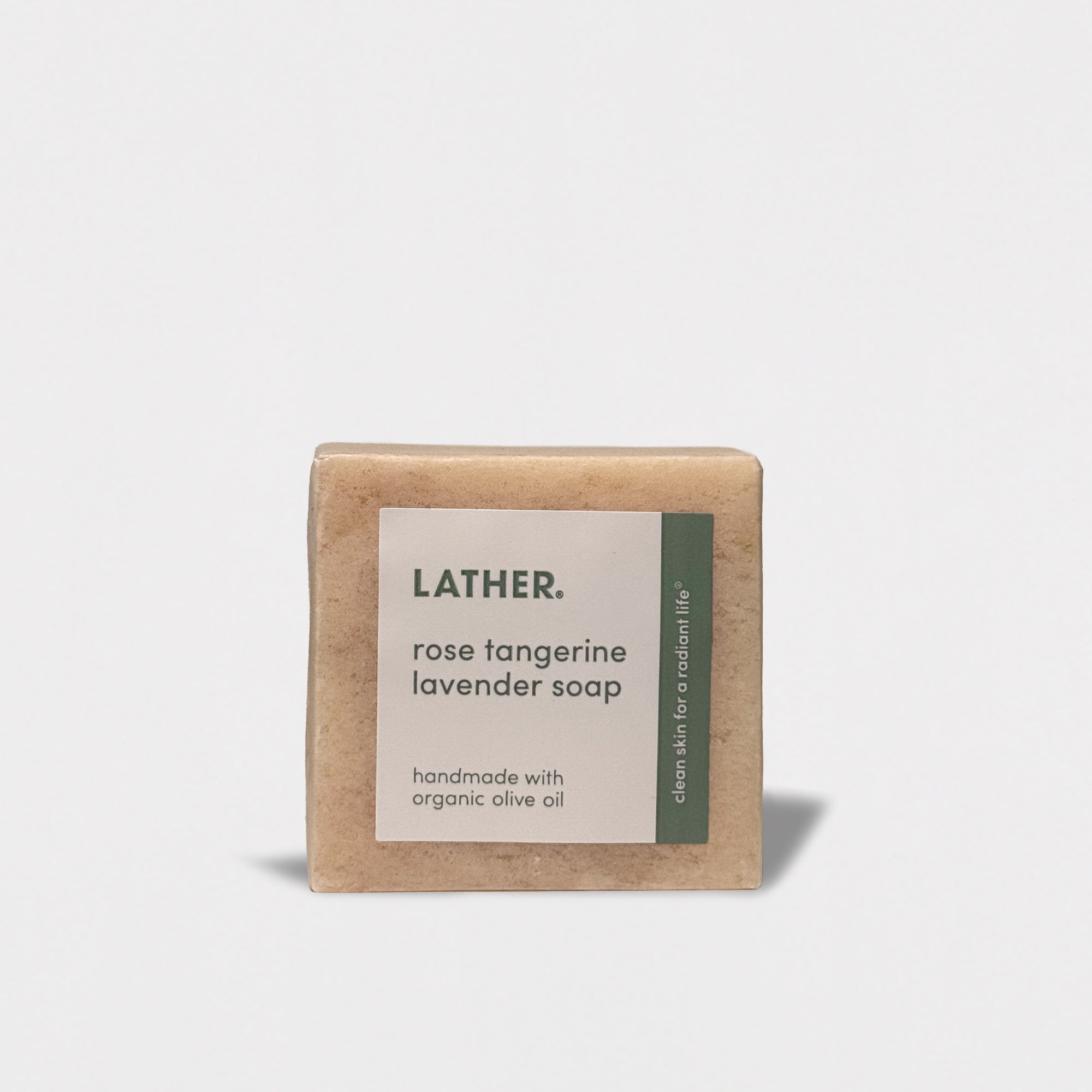 Bar soap with label on the front.